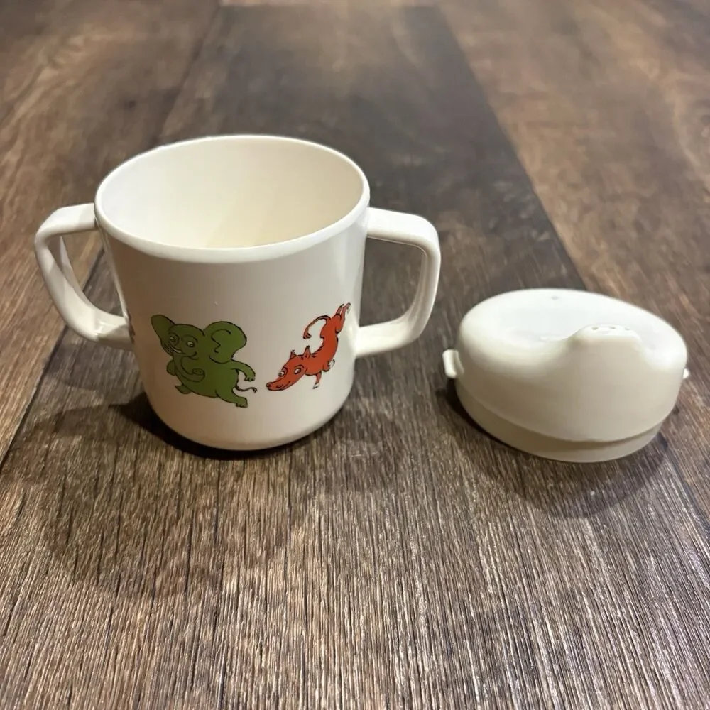 Vintage Jungle Friends Melamine Child Dinnerware Set Plate Bowl Cup Utensils